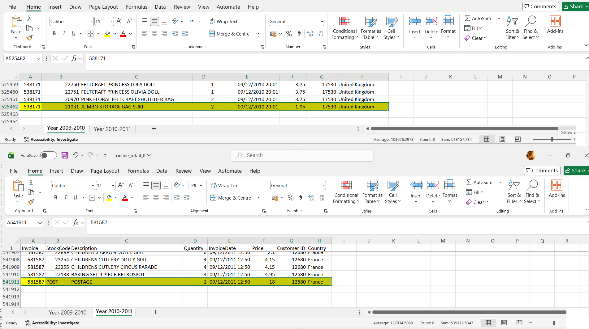 Source Excel Dataset